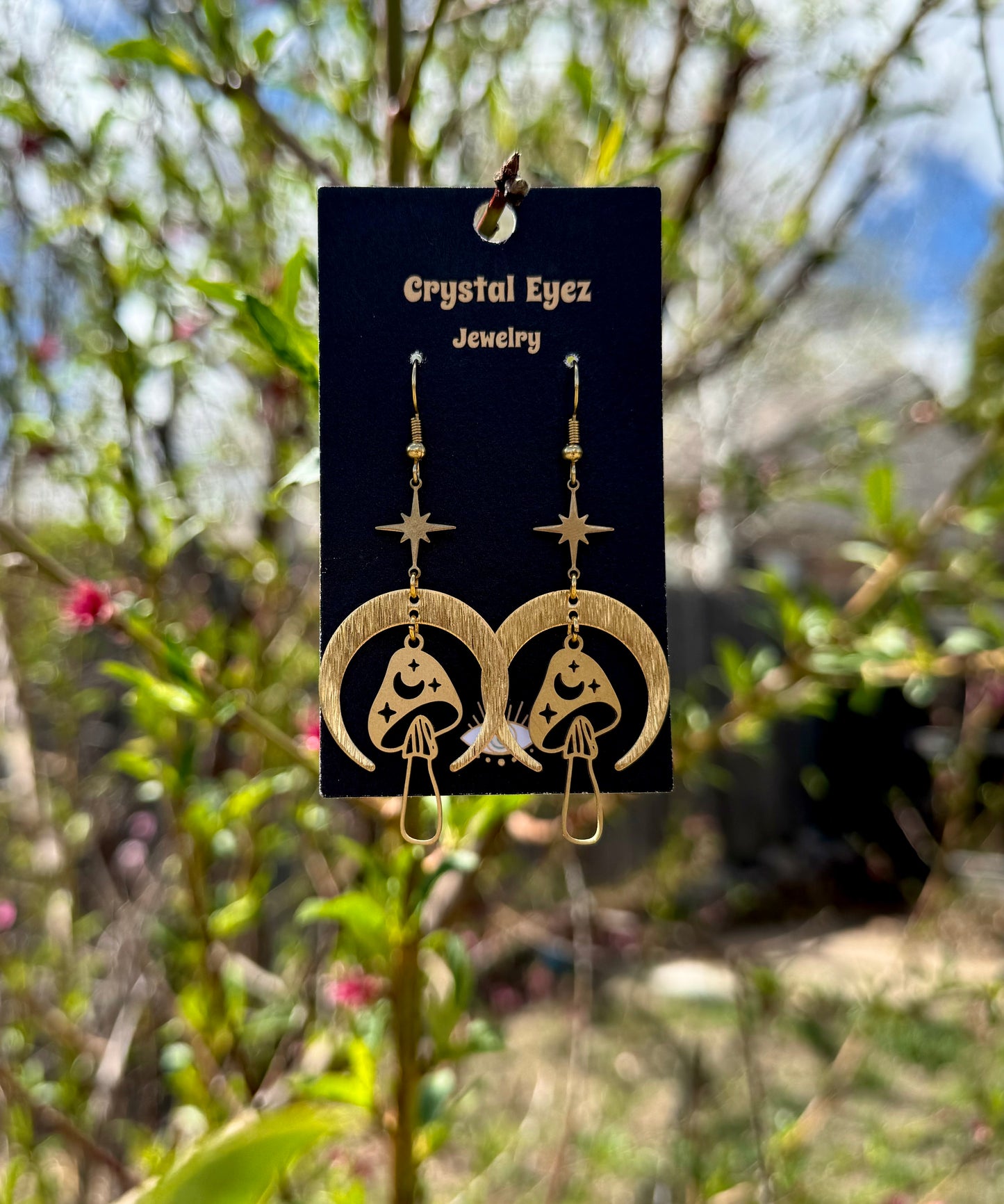 Magical Mushroom Moon Earrings