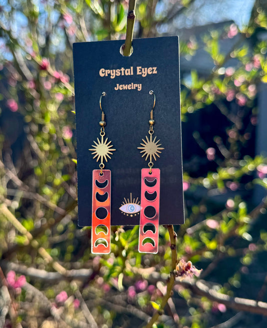 Holographic Moon Phase Bar Earrings