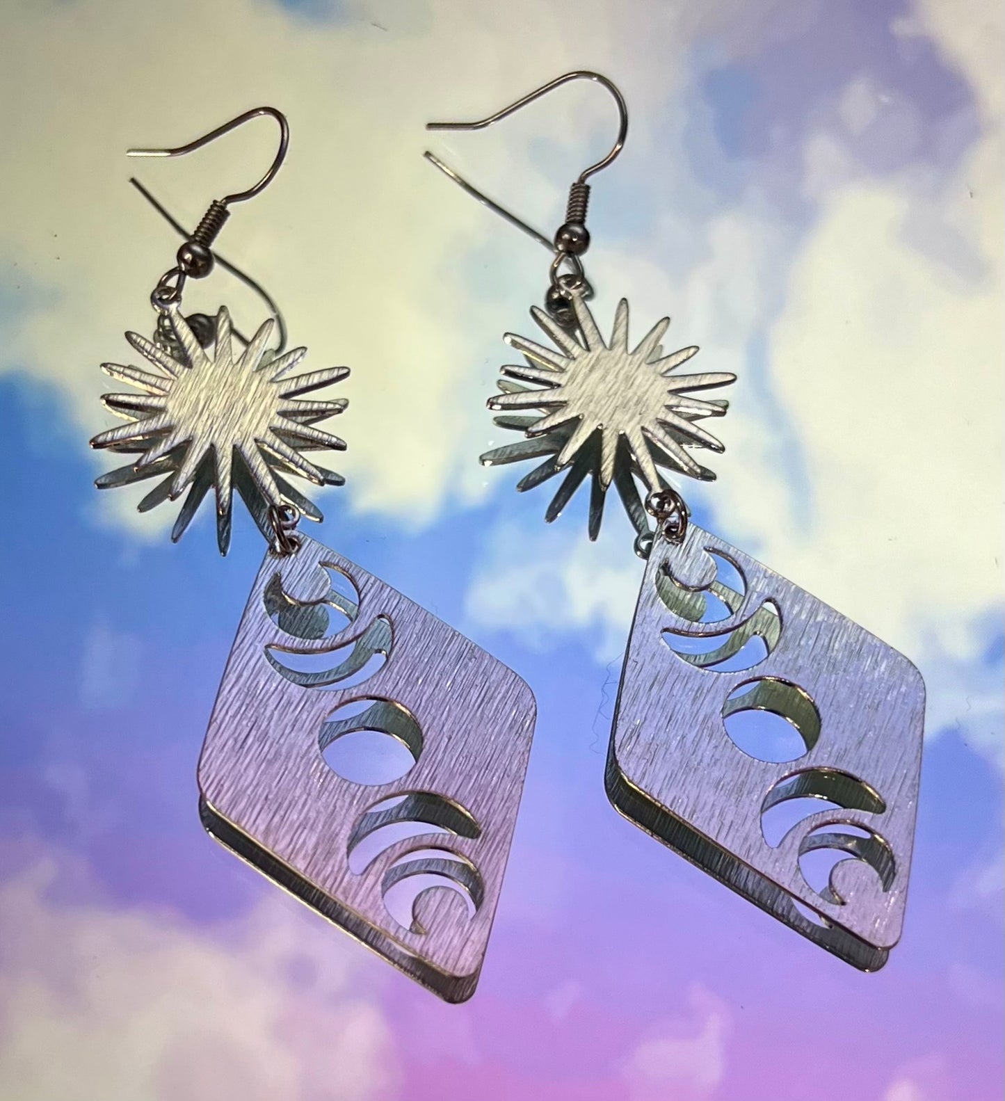 Silver Moon Phase Earrings