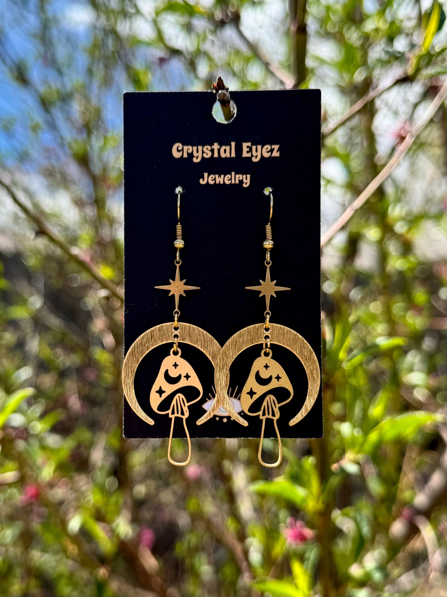 Magical Mushroom Moon Earrings