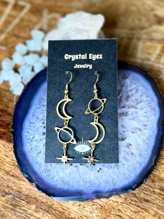 Asymmetrical Saturn Earrings
