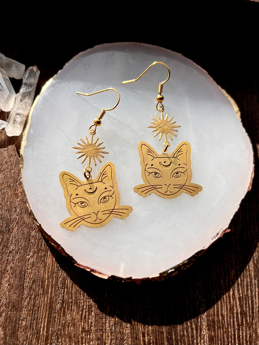 Moon Cat Earrings