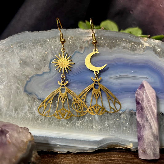 Moon & Sun Moth Earrings